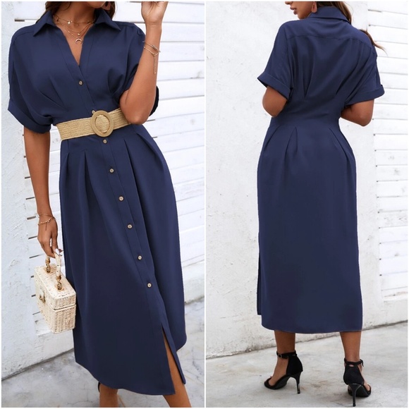 Boho Button up Minimalist Shirt Dress - Picture 3 of 16